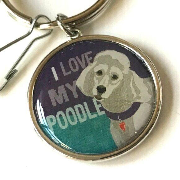 I LOVE MY POODLE Keychain Purse Charm Handbag Dog Rescue Mom Zipper Pull - Picture 2 of 5